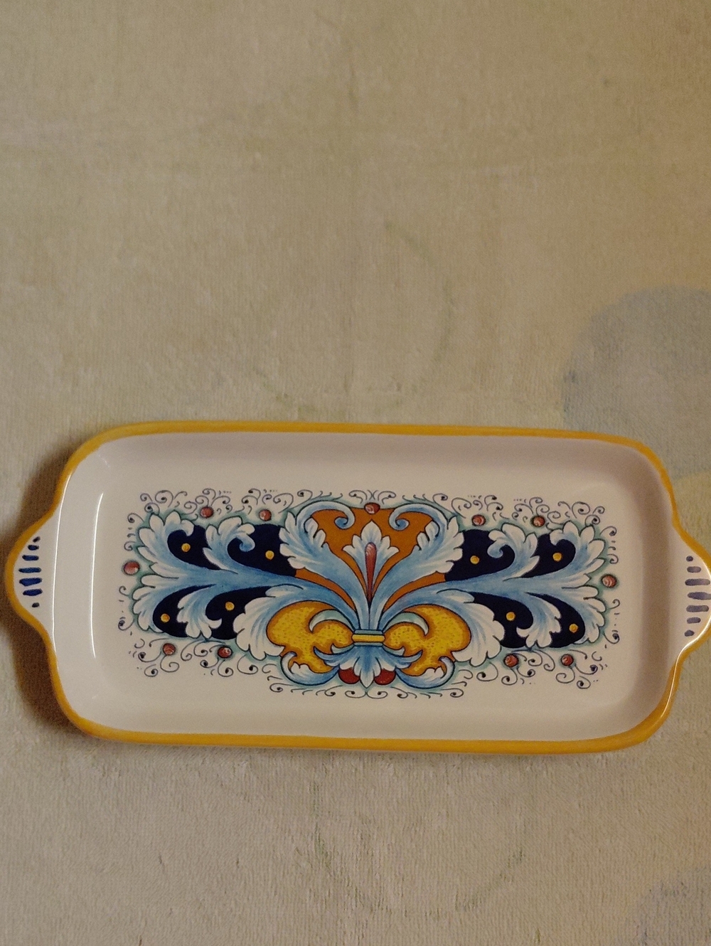 Nova Deruta Rectangular Serving Platter, Handpainted Porcelain, Made In Italy